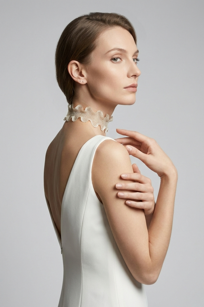 Collar Titanium moldeable con diseño metálico moderno y minimalista | Claudia Bertolero