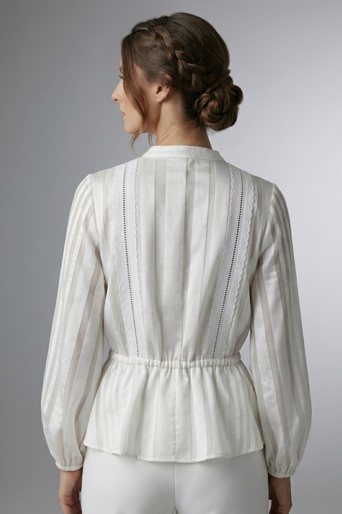 Blusa de Organza y Raso con Broderie | Mishetta