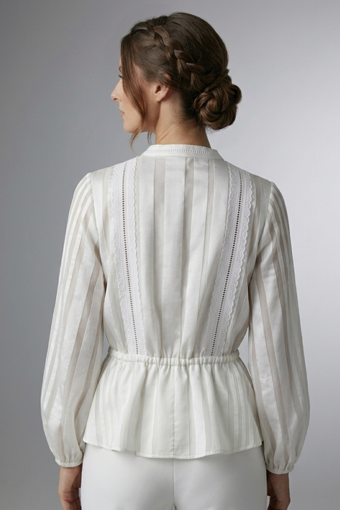 Blusa de Organza y Raso con Broderie | Mishetta