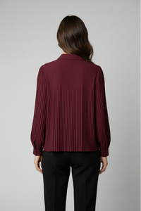 Blusa Claude de gasa con mangas largas tipo poeta y textura plisada | Claudia Bertolero