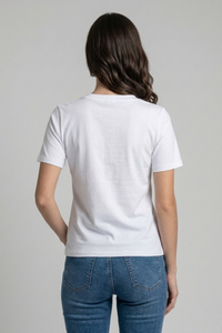 Polo blanco de algodón pima parte trasera mujer corte elegante