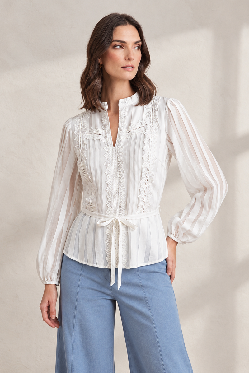 Blusa de Organza y Blondas Femeninas | Mishetta