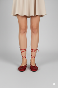 Ballerinas rojas veraniegas con tiras largas para anudar en la pierna | Claudia Bertolero