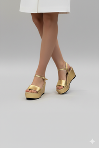 Sandalias Africa doradas con plataforma cómoda y diseño moderno | Claudia Bertolero